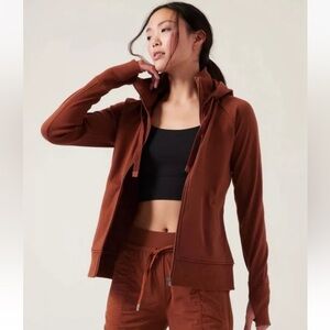 Athleta Triumph Hoodie Full Zip Sweatshirt, Ancient Mahogany- Women’s 1X